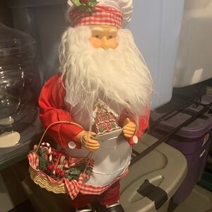 Festive Santa Chef Figurine with Basket
